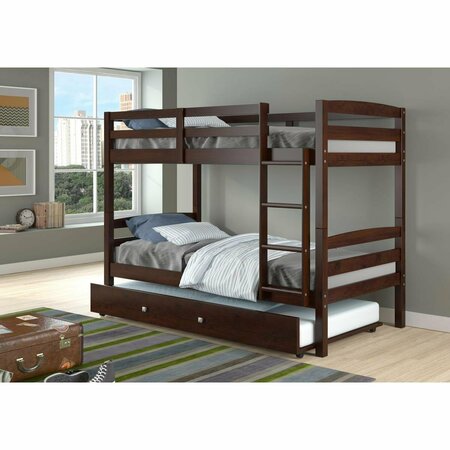 DONCO PD-4100CP-503 Twin Over Devon Bunk Bed with Trundle, Dark Cappuccino PD_4100CP_503